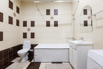modern bathroom room with toilet and washing machine