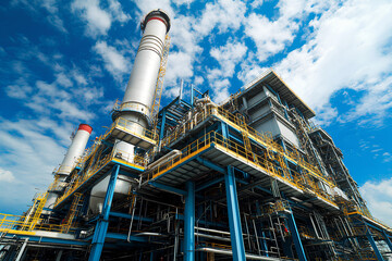 Large industrial plant with a blue sky in the background
