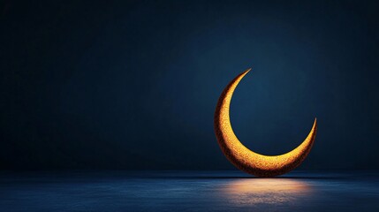 Decorative crescent moon sculpture with intricate patterns