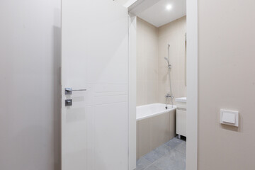 modern bathroom room with toilet and washing machine