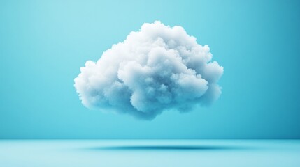 Fluffy Cloud on Blue Background