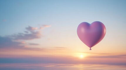 Fototapeta premium Heart-Shaped Balloon Soaring at Sunset