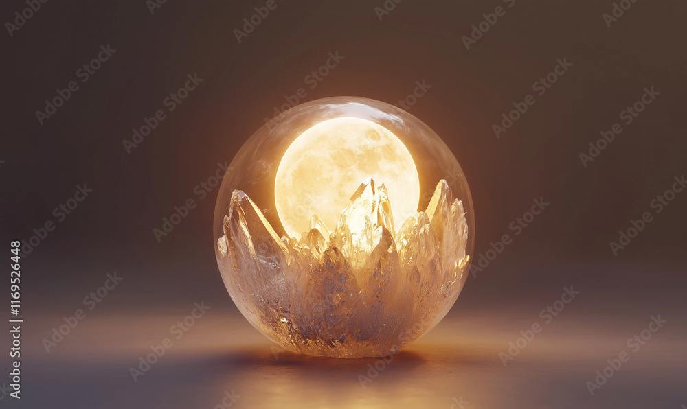 Aufkleber a glowing orb encapsulating a moon-like light, set against a soft background, creating a serene and 