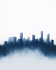 Naklejka premium Modern City Skyline in Fog