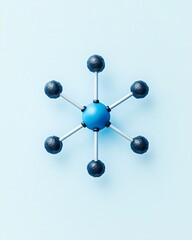 Obraz premium Molecule Model on Light Blue Background