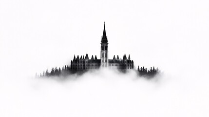Obraz premium Mysterious Castle in Fog
