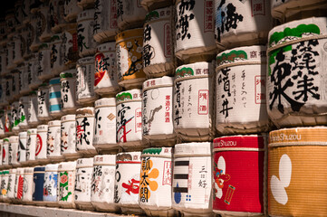 japanese sake barrel temple