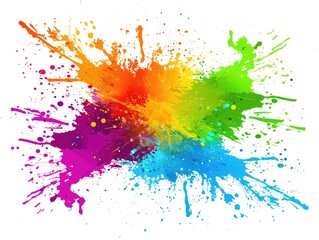 Fototapeta premium Vibrant paint splashes create dynamic design on white background