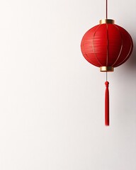 Obraz premium Red Chinese Lantern on White Background