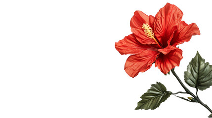Fototapeta premium A Red hibiscus flower isolated, on a Transparent Background 