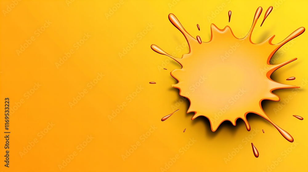 Poster vibrant yellow paint splatter on a matching background. the bold color and dynamic shape create a pl