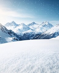 Obraz premium Snowy Mountain Landscape with Blue Sky