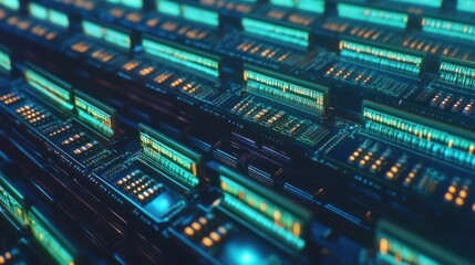 Abstract Futuristic Tech Background: Teal and Orange Circuit Boards