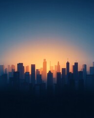 Fototapeta premium Sunset Over Urban Skyline