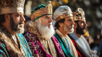 Fototapeta premium Three Kings Day Elegant three kings day celebration with traditional costumes and festive spirit