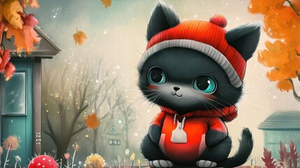 National Marc Day Adorable cat in autumn setting celebrating national marc day