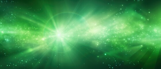 Vivid green nebula exploration with radiant light and twinkling stars