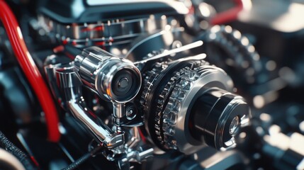 Fototapeta premium Dynamic Engine Components with High Detail Insight
