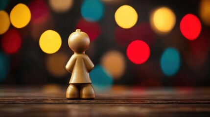 Wooden figurine with colorful bokeh lights in background Grammy Awards Day