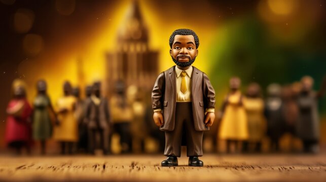 NAACP Day Figurine of a leader with community in background for naacp day celebration