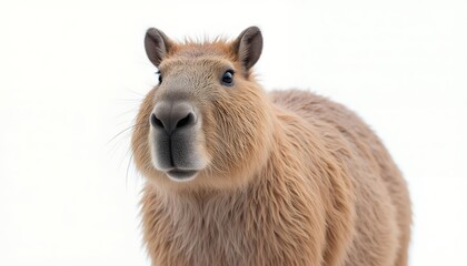 Close-up Portrait of a Capybara Against a White Background Capybara Photography