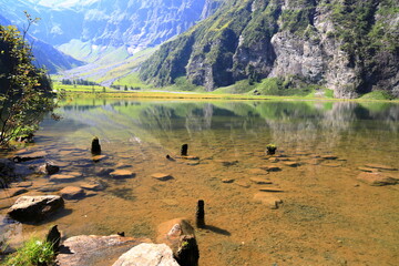 Picturesque mountain Lake Hintersee in the Felber valley. Austria, Europe.