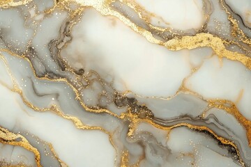 Marble pattern, with veins in shades of gray and white, golden streaks, abstract background.