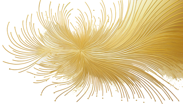 gold splatter with very thin lines ,simple pattern, as an advertising texture, isolated on a white background 