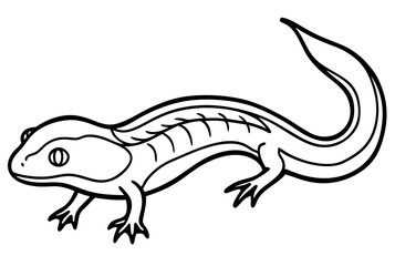 Minimalist Black and White Salamander Vector Illustration