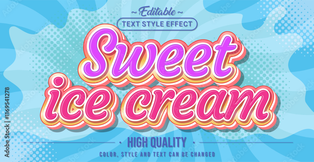Poster editable text style effect - sweet ice cream text style theme.