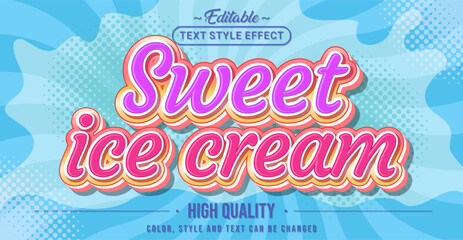 Editable text style effect - Sweet Ice Cream text style theme.