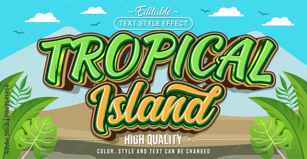 Poster editable text style effect - tropical island text style theme.