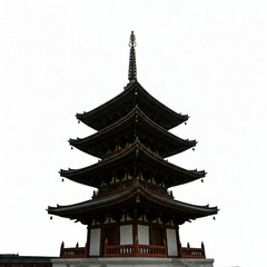 Obraz premium traditional japanese pagoda temple building architecture isolated on white background