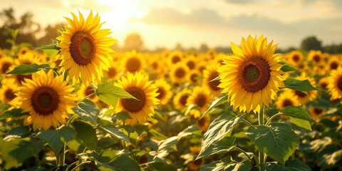Fototapeta premium Concept photo of sunflowers with space for text