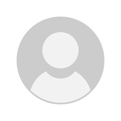 Vector flat illustration in grayscale. Avatar, user profile, person icon, gender neutral silhouette, profile picture. Suitable for social media profiles, icons, screensavers and as a template.