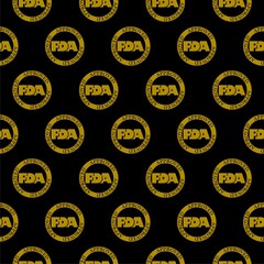 Naklejka premium FDA Approved Icon seamless pattern isolated on black background