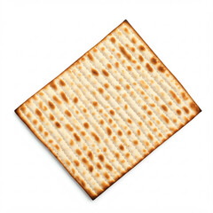 close up of single matzah cracker isolated on white background passover jewish food seder meal