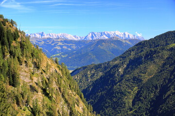 Naklejka premium View of Kaprun from Mount Kitzsteinhorn. Austrian Alps, Europe.