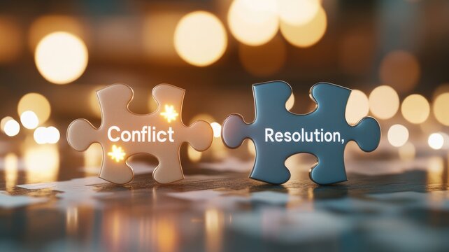 Conflict resolution concept with puzzle pieces on abstract background for teamwork and communication strategies,National Puzzle Day - Powered by Adobe