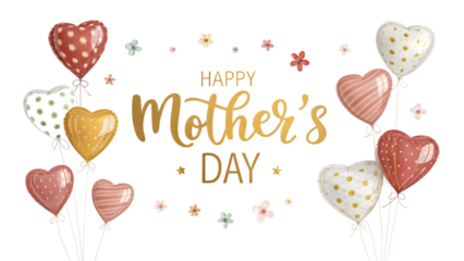 Happy Mother Day gold glitter text isolated on white background as transparent. PNG.AI GENERATED