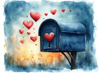 Romantic Mailbox with Floating Hearts