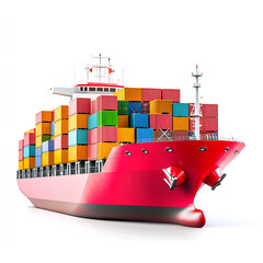 logistics online trading automation concept. Container ship loaded with colorful cargo containers at sea.