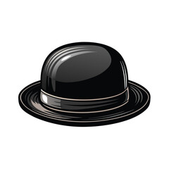 Vector illustration of a black bowler hat with a subtle shine.