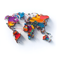 logistics online trading automation concept. Colorful world map made from puzzle pieces, symbolizing global connectivity and diversity.