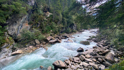 The Ache river flows down from the Krimm waterfalls.
