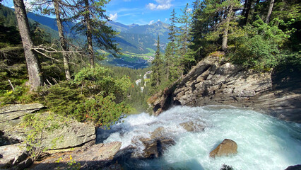 Krimml Waterfalls in the High Tauern National Park. Austrian Alps, Europe. 