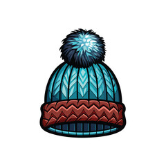 A cozy winter beanie made of wool, with a fluffy pom-pom on top.
