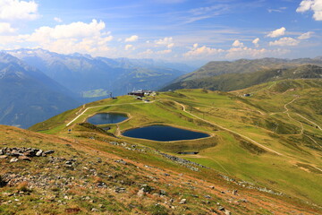Beautiful nature on the Wildkogel mountain. Austrian Alps, Europe.