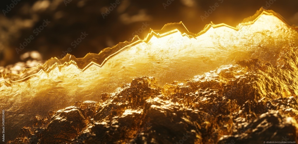 Poster Glowing gold nugget texture with a graph-like pattern.