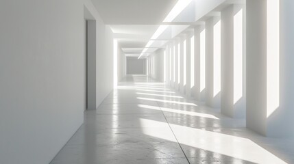 Obraz premium Minimalist White Studio Backdrop with Abstract Light and Shadow for Creative Projects